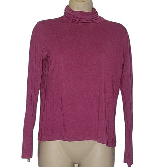 Talbots Womens Magenta Long Sleeve Turtleneck Top Rayon Blend Size M - Picture 2 of 6